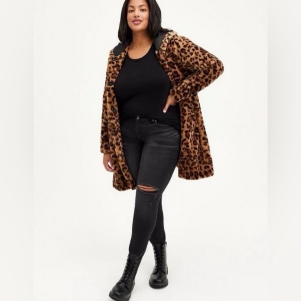 Leopard Print Faux Fur Coat